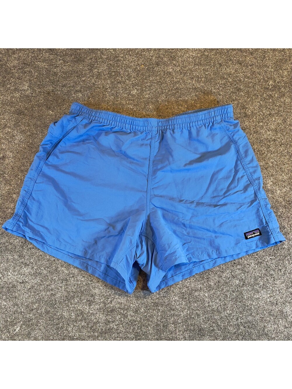Patagonia Light Blue Baggies Shorts Women Size Large L 100% Nylon